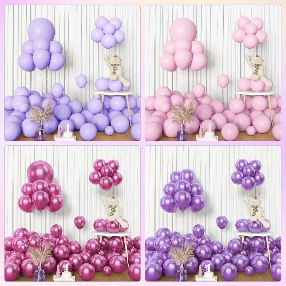 Amandir 153pcs Pink Purple Balloon Garland Arch Metallic Confetti Party Decor